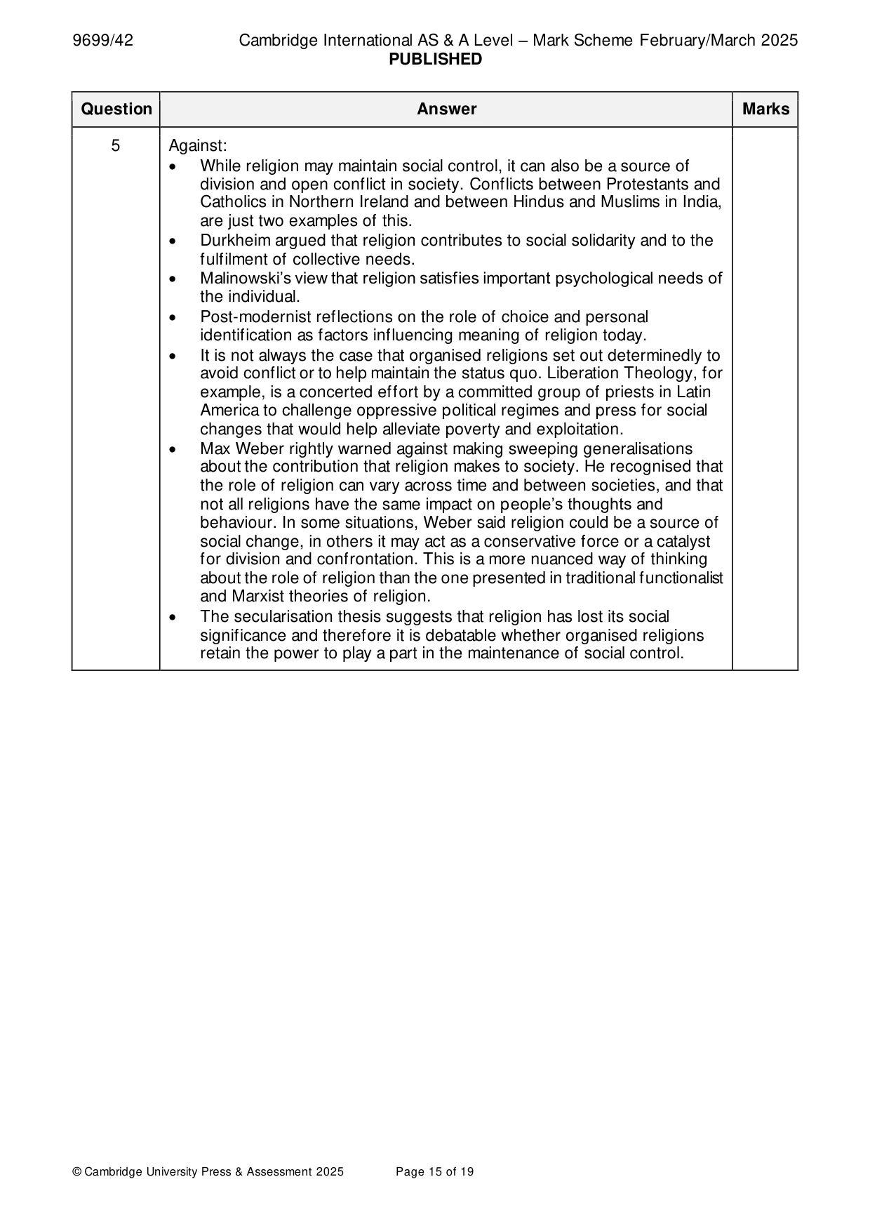 Mark scheme, page 15 of 19