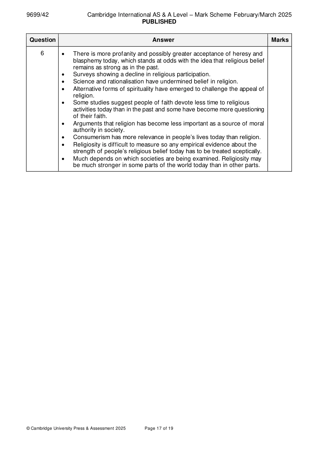Mark scheme, page 17 of 19