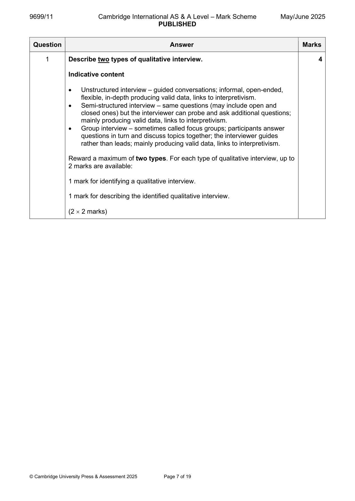Mark scheme, page 7 of 19