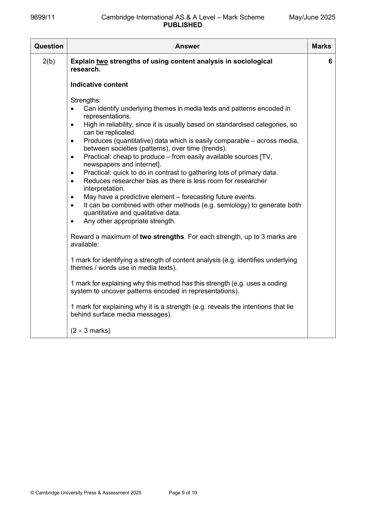 Mark scheme, page 9 of 19