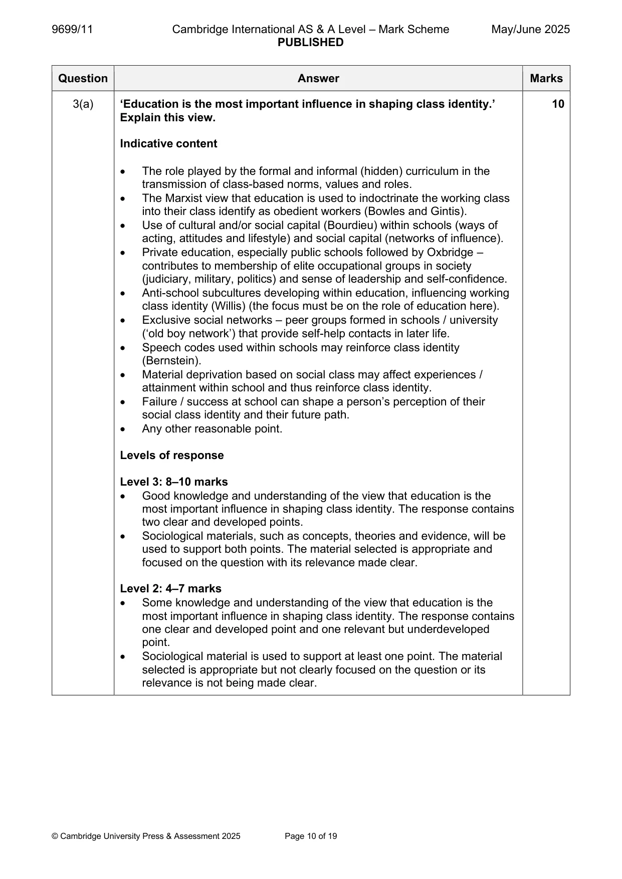 Mark scheme, page 10 of 19