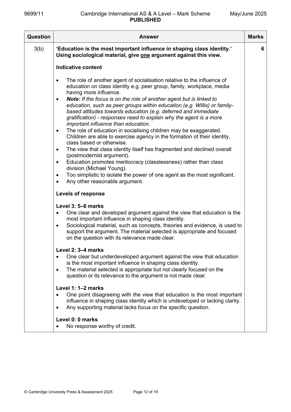 Mark scheme, page 12 of 19