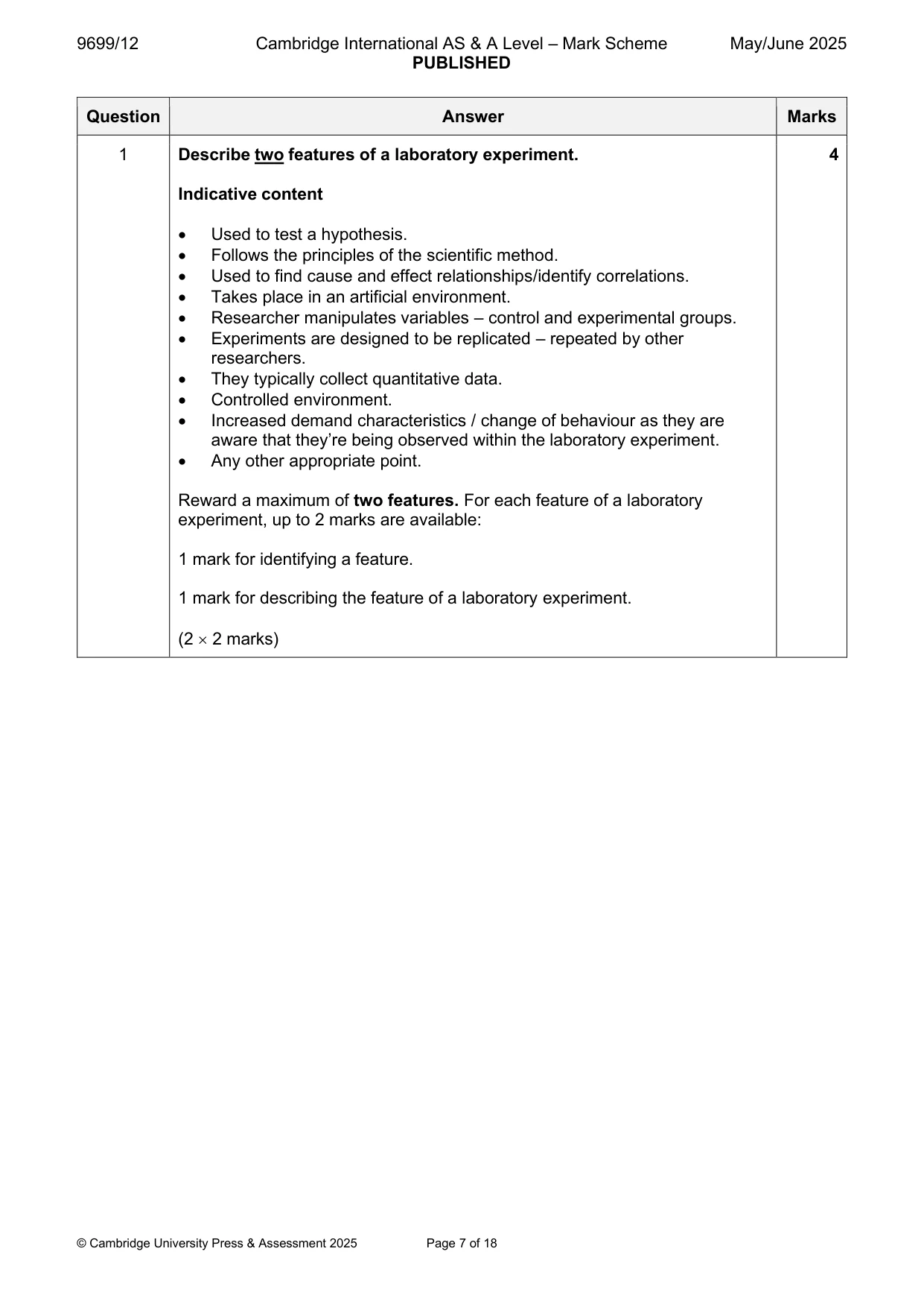 Mark scheme, page 7 of 18