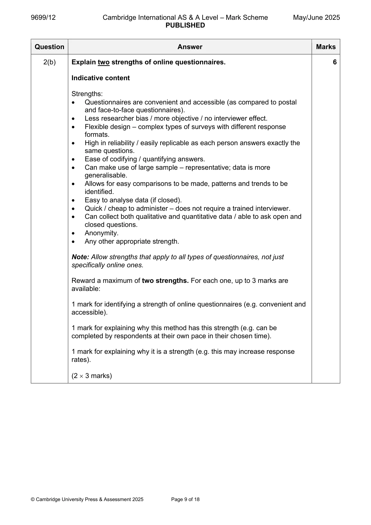 Mark scheme, page 9 of 18