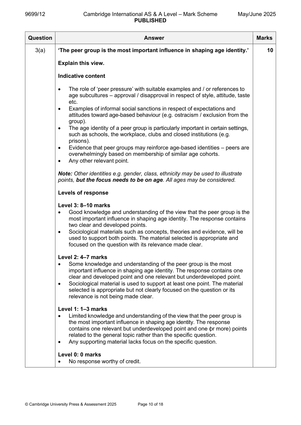 Mark scheme, page 10 of 18