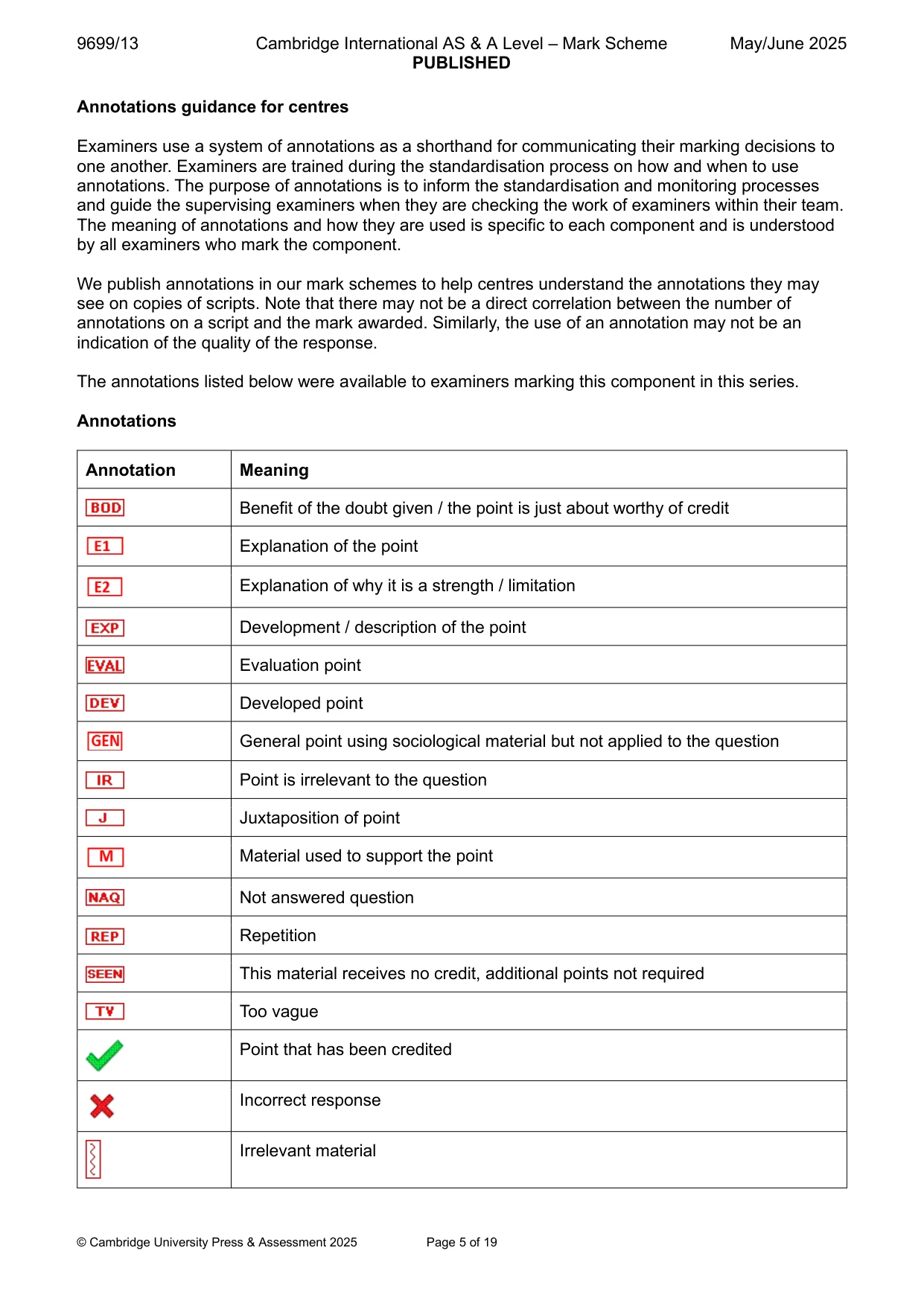 Mark scheme, page 5 of 19