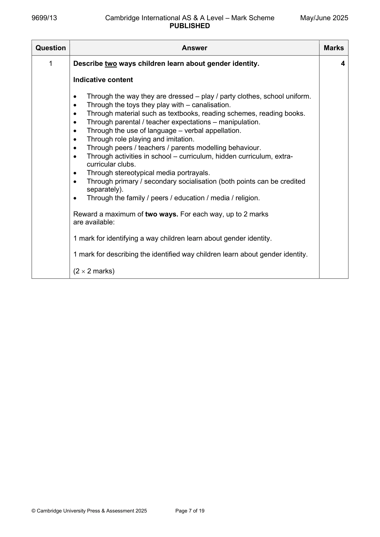 Mark scheme, page 7 of 19