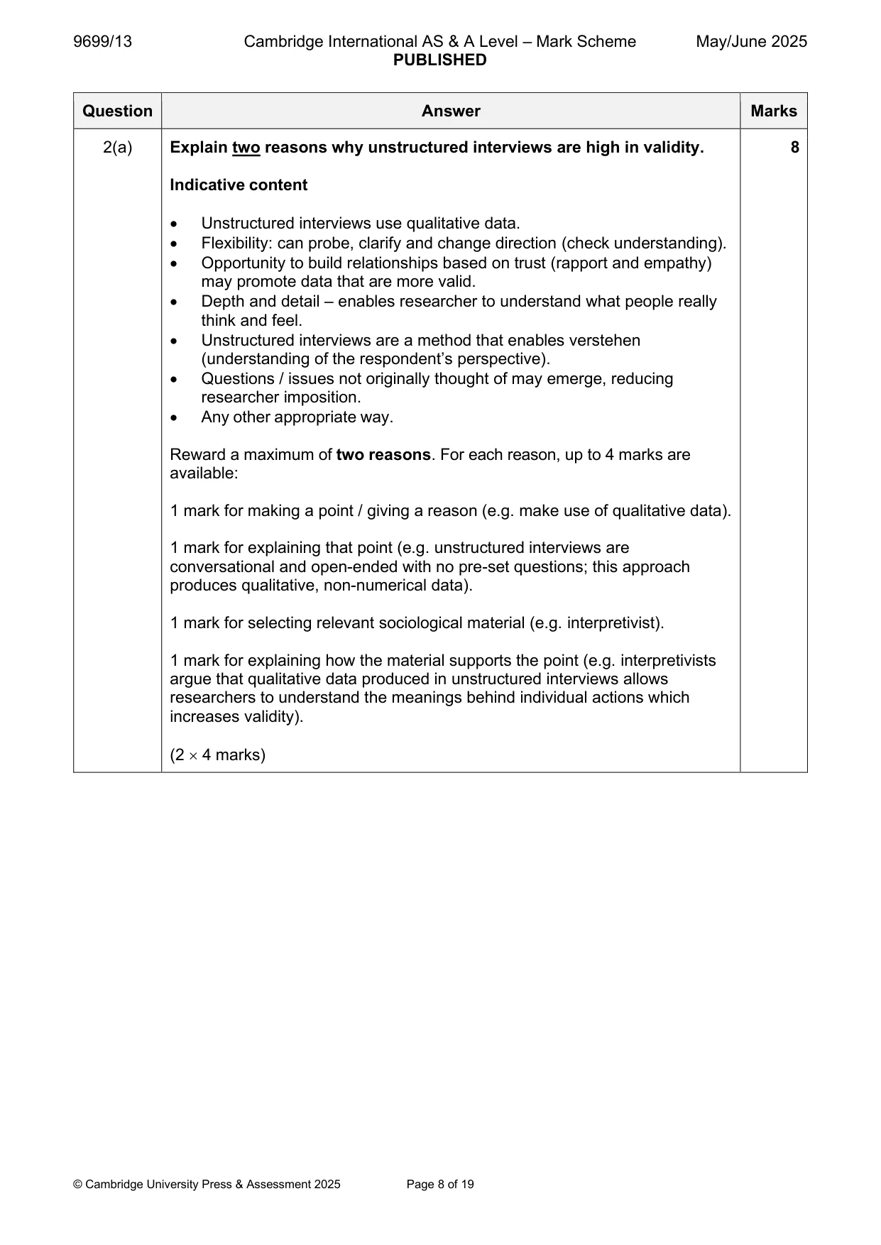 Mark scheme, page 8 of 19