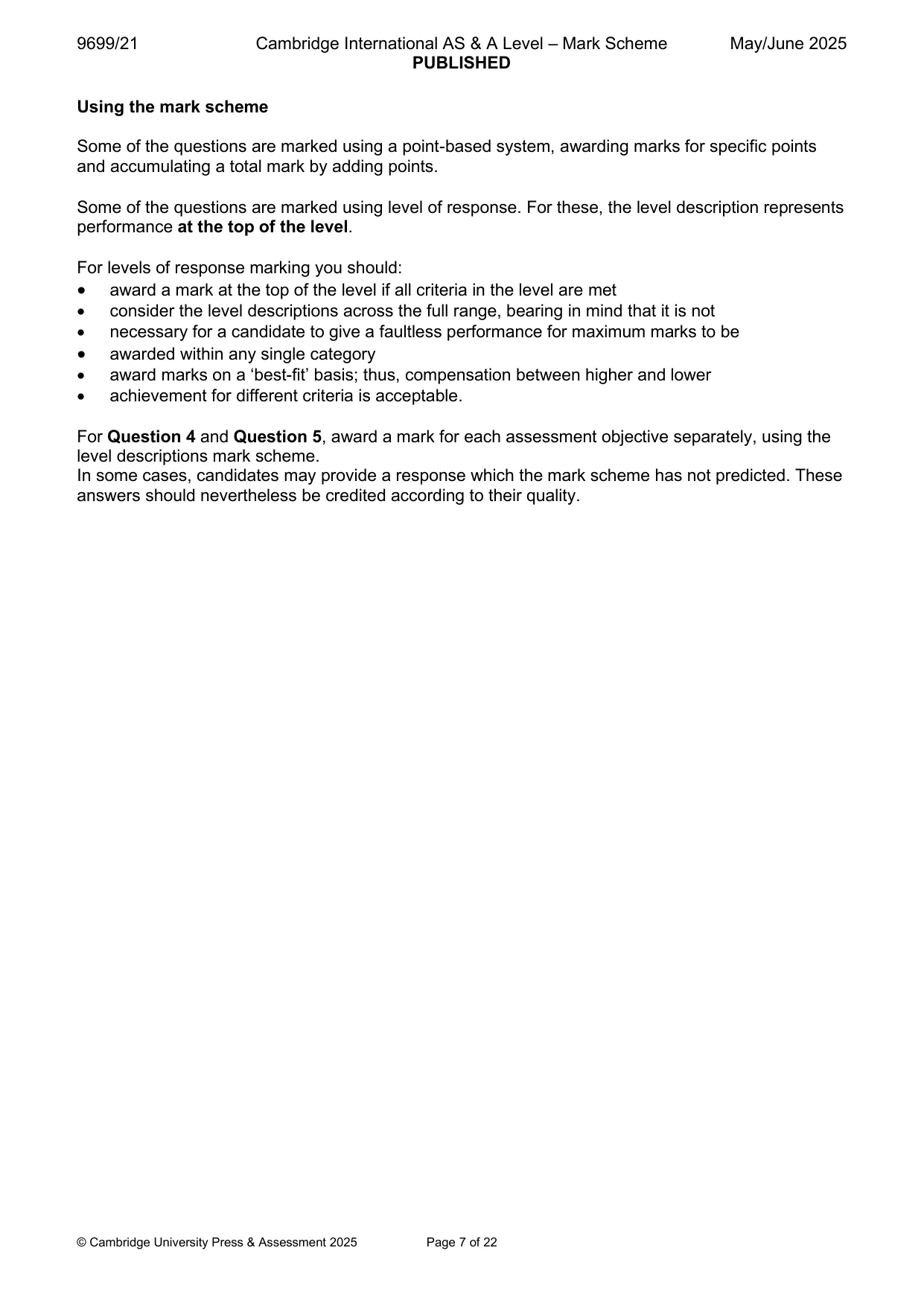 Mark scheme, page 7 of 22