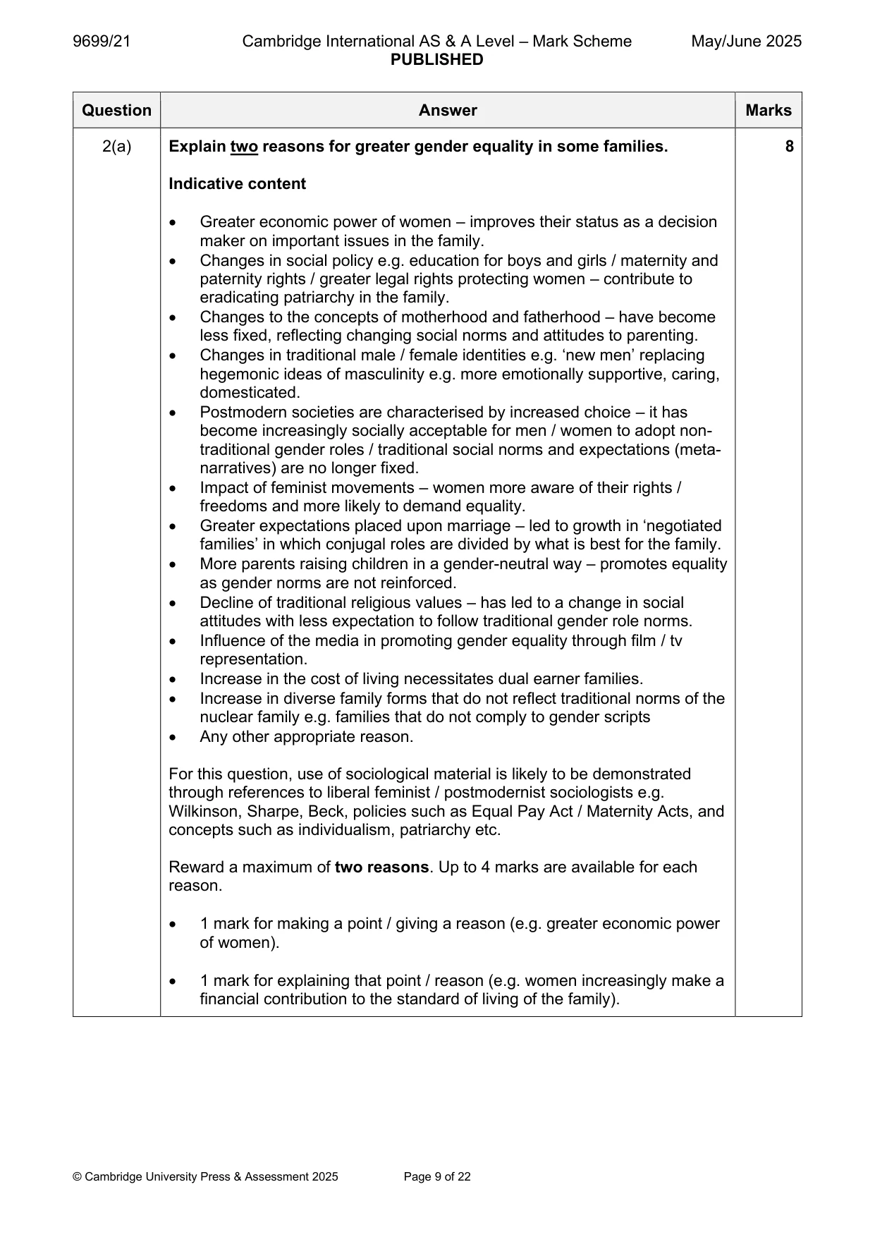 Mark scheme, page 9 of 22