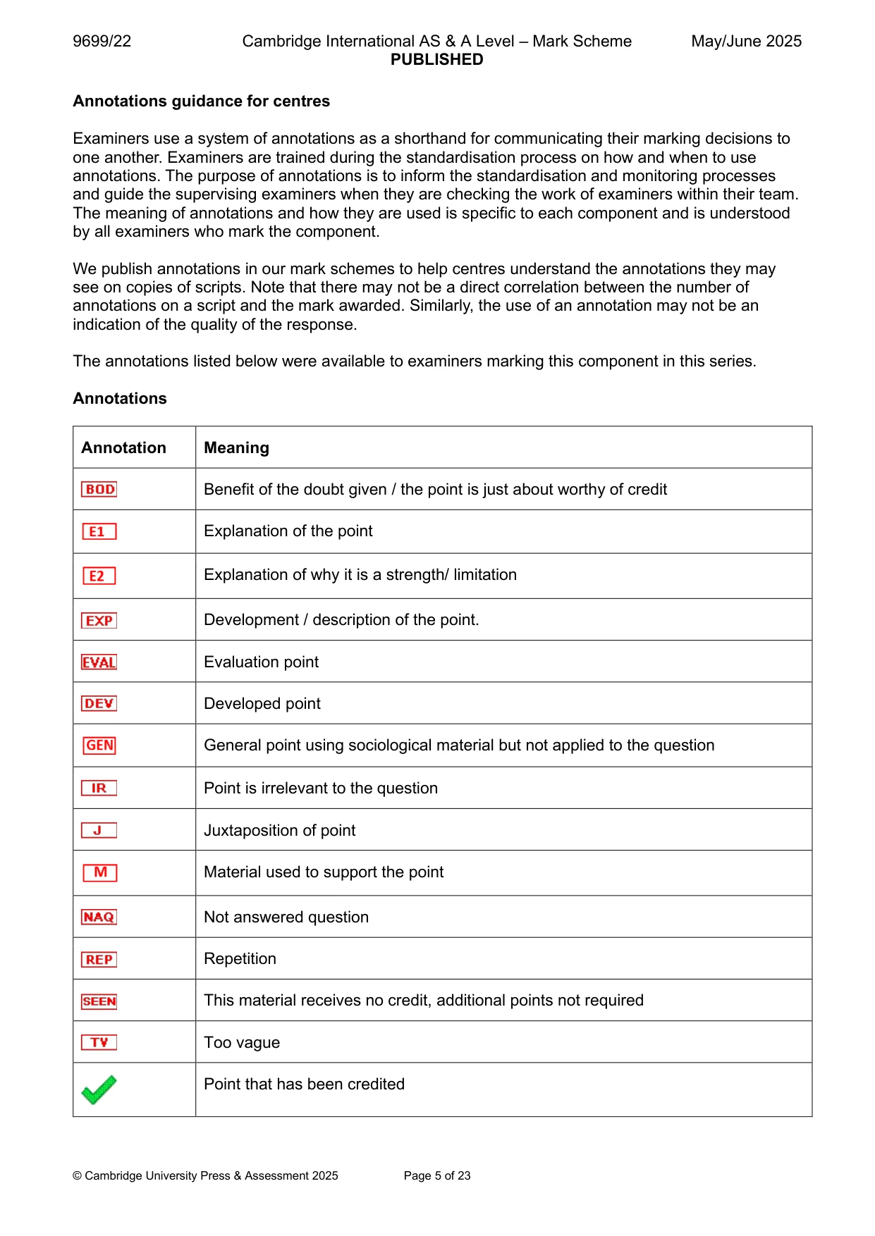 Mark scheme, page 5 of 23