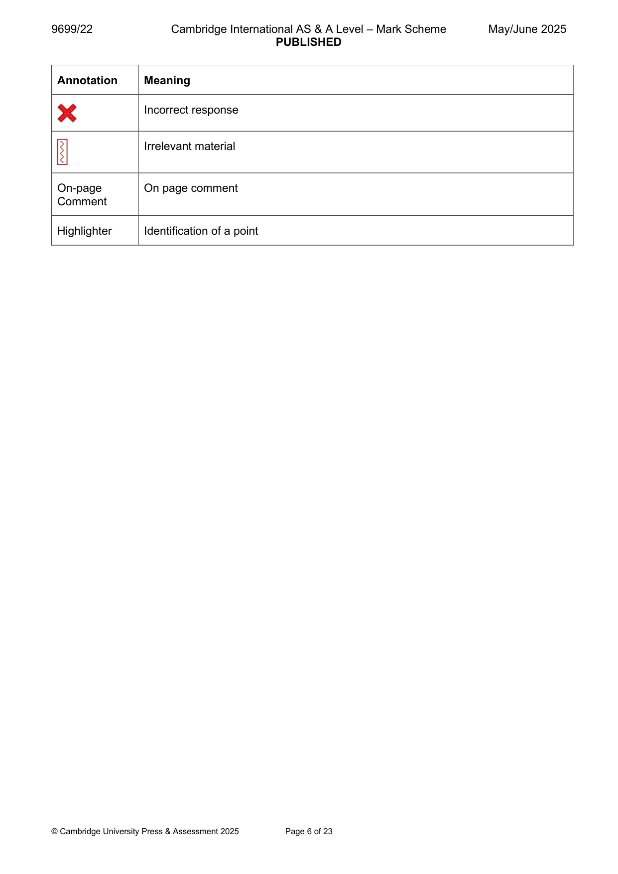 Mark scheme, page 6 of 23