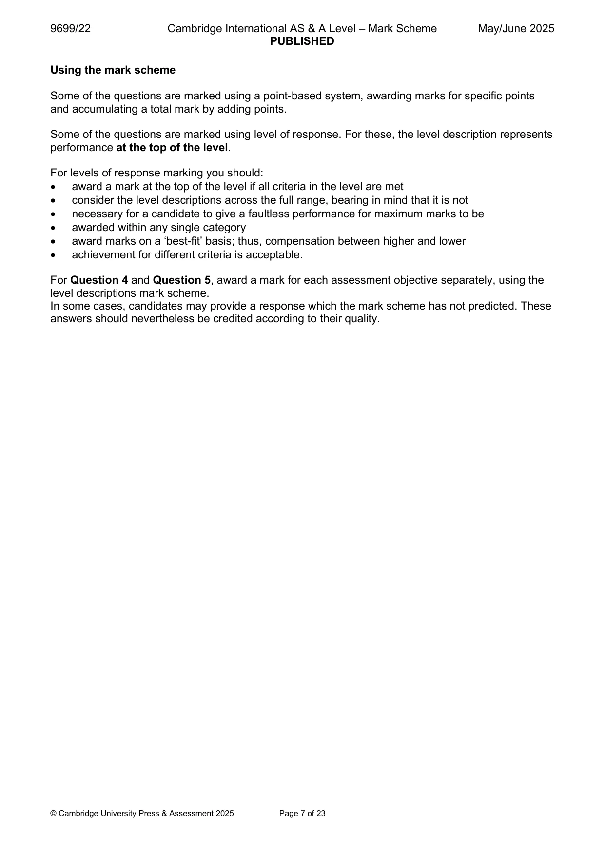 Mark scheme, page 7 of 23