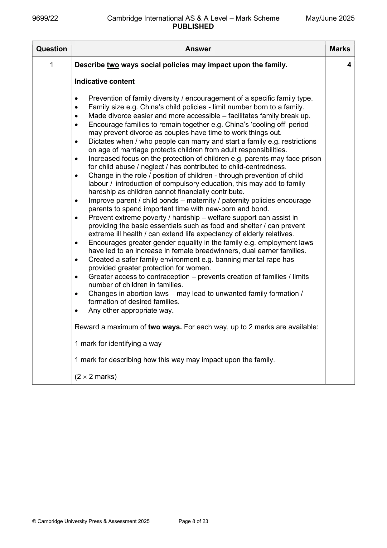 Mark scheme, page 8 of 23