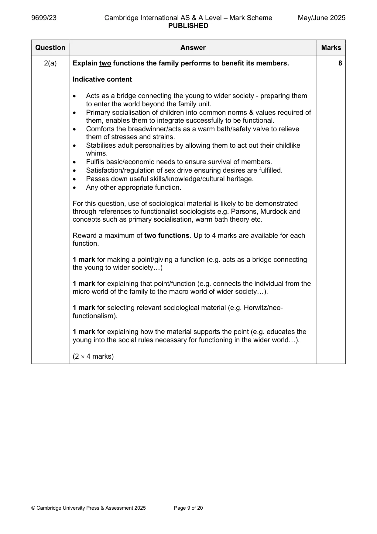 Mark scheme, page 9 of 20