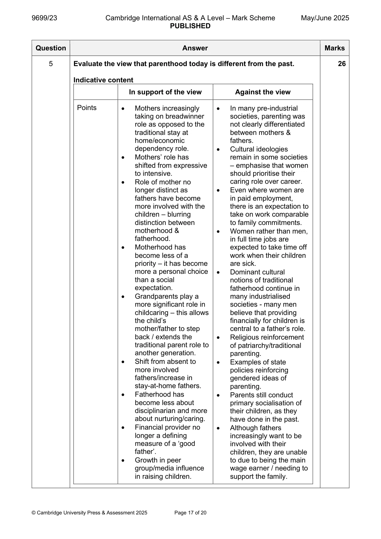 Mark scheme, page 17 of 20