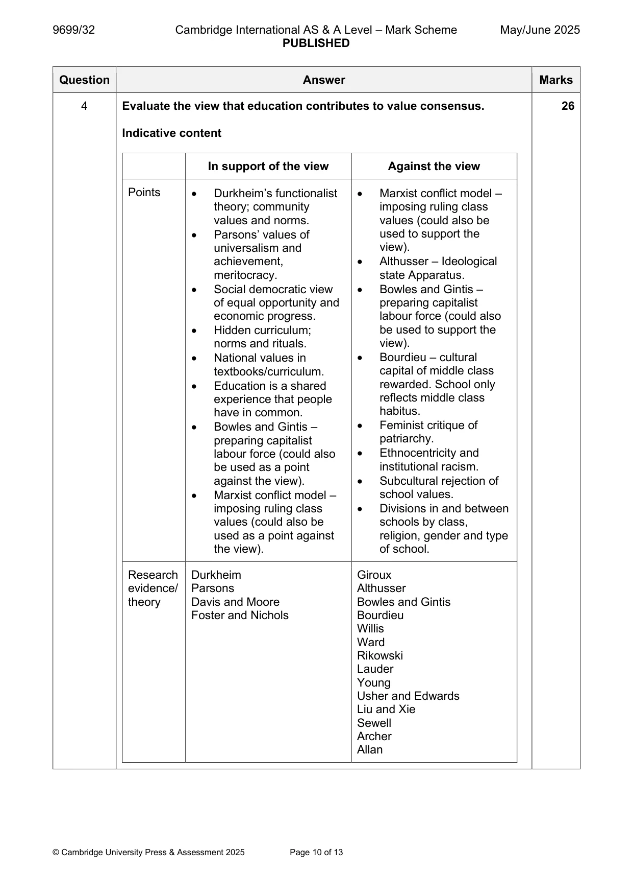 Mark scheme, page 10 of 13