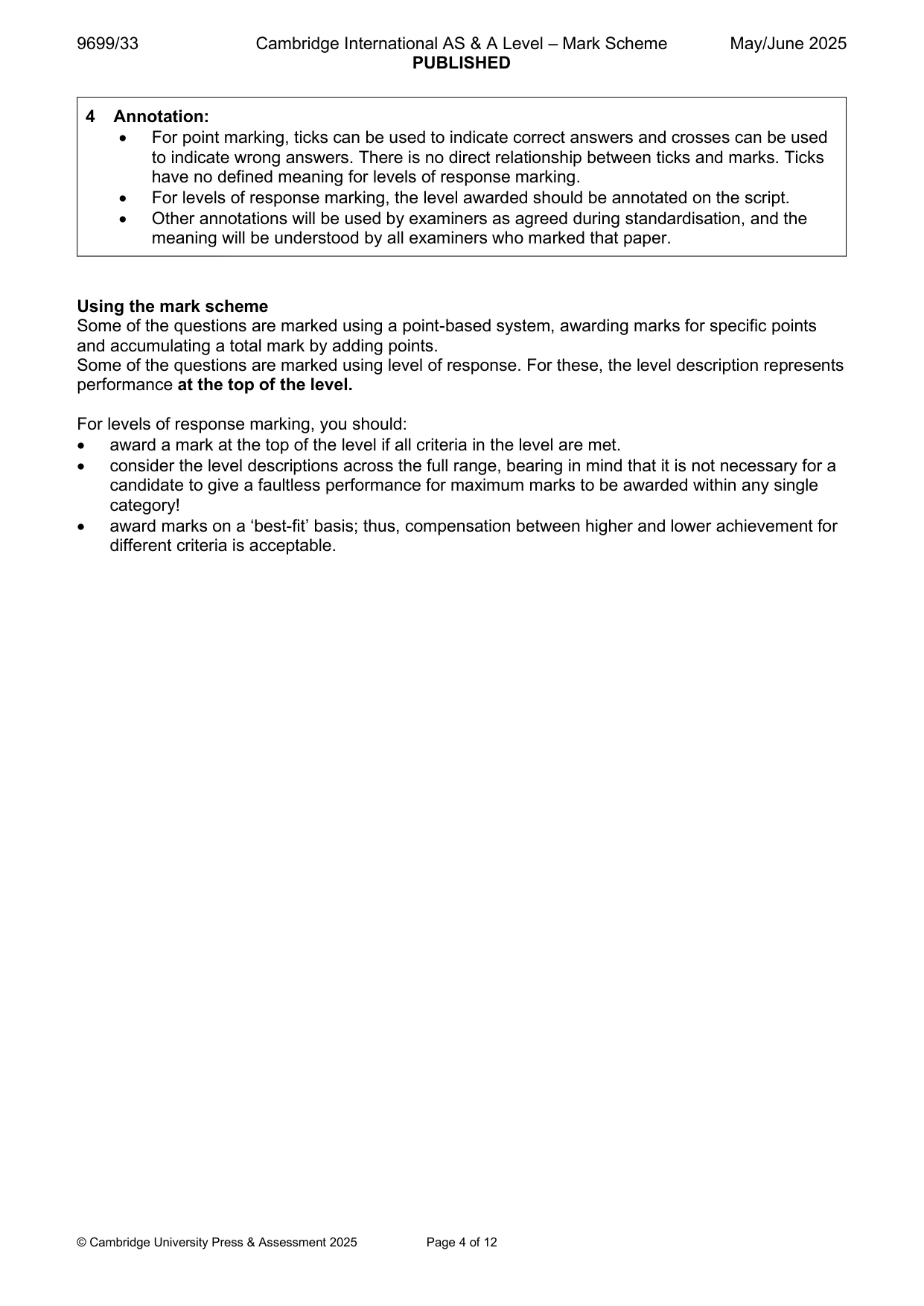 Mark scheme, page 4 of 12