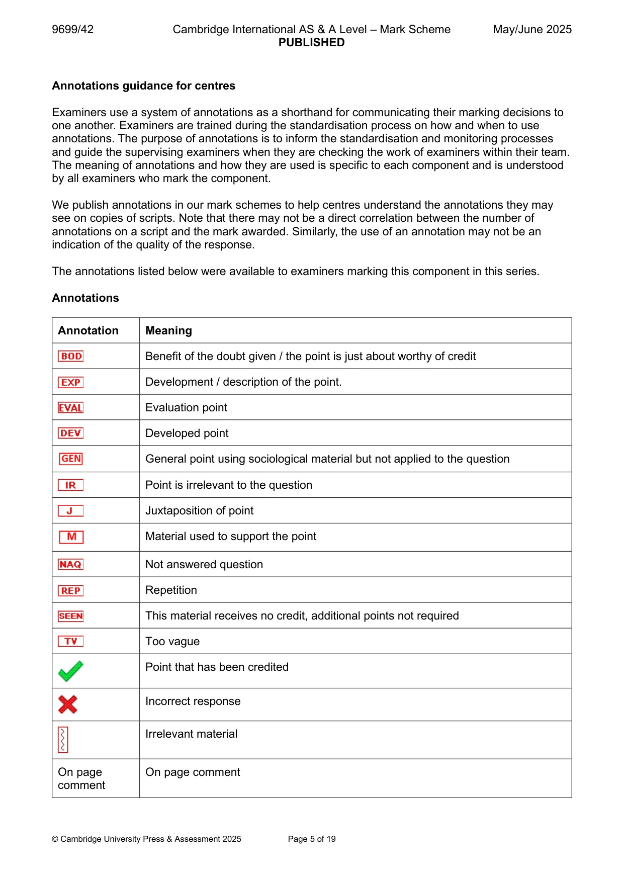 Mark scheme, page 5 of 19