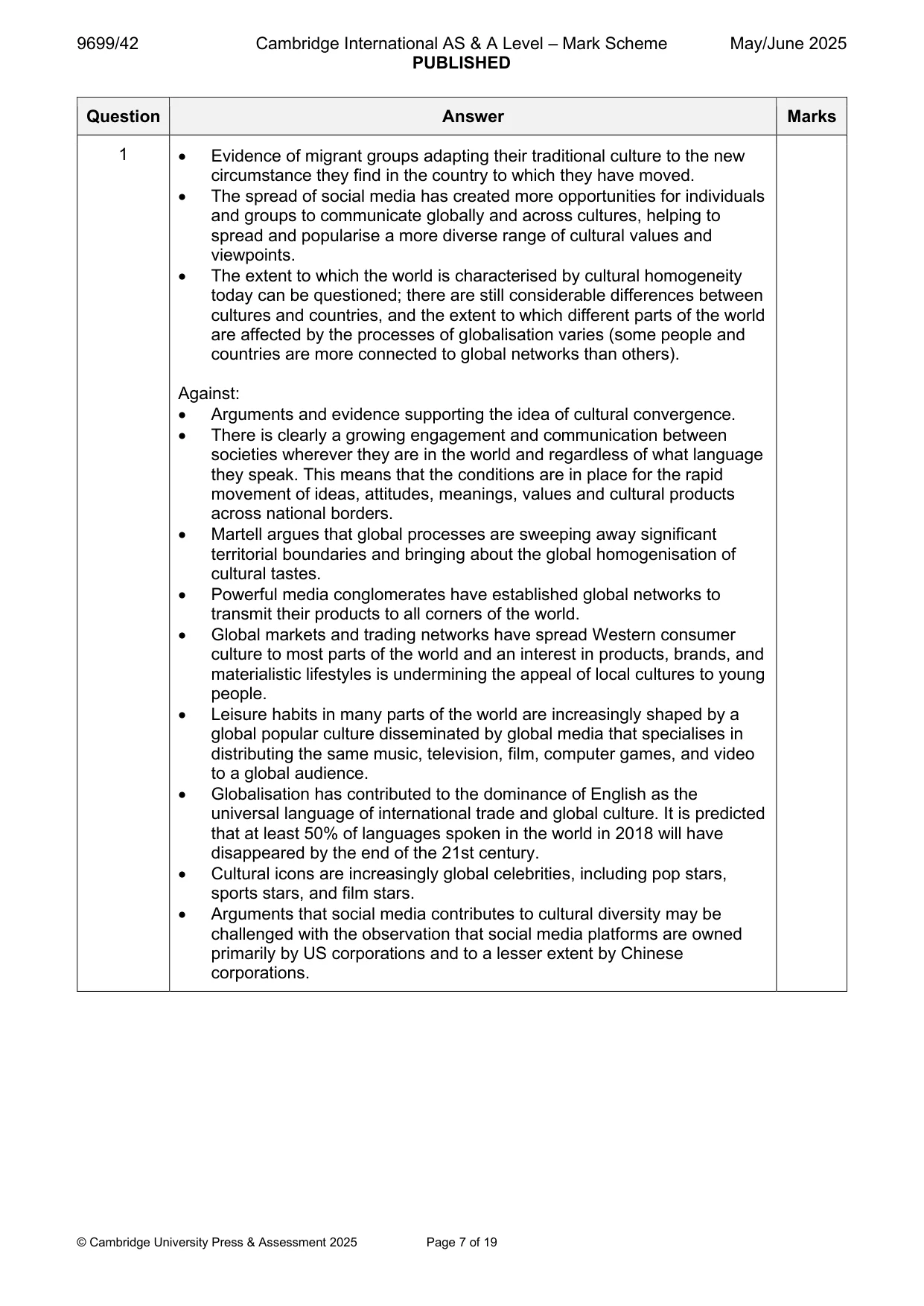 Mark scheme, page 7 of 19
