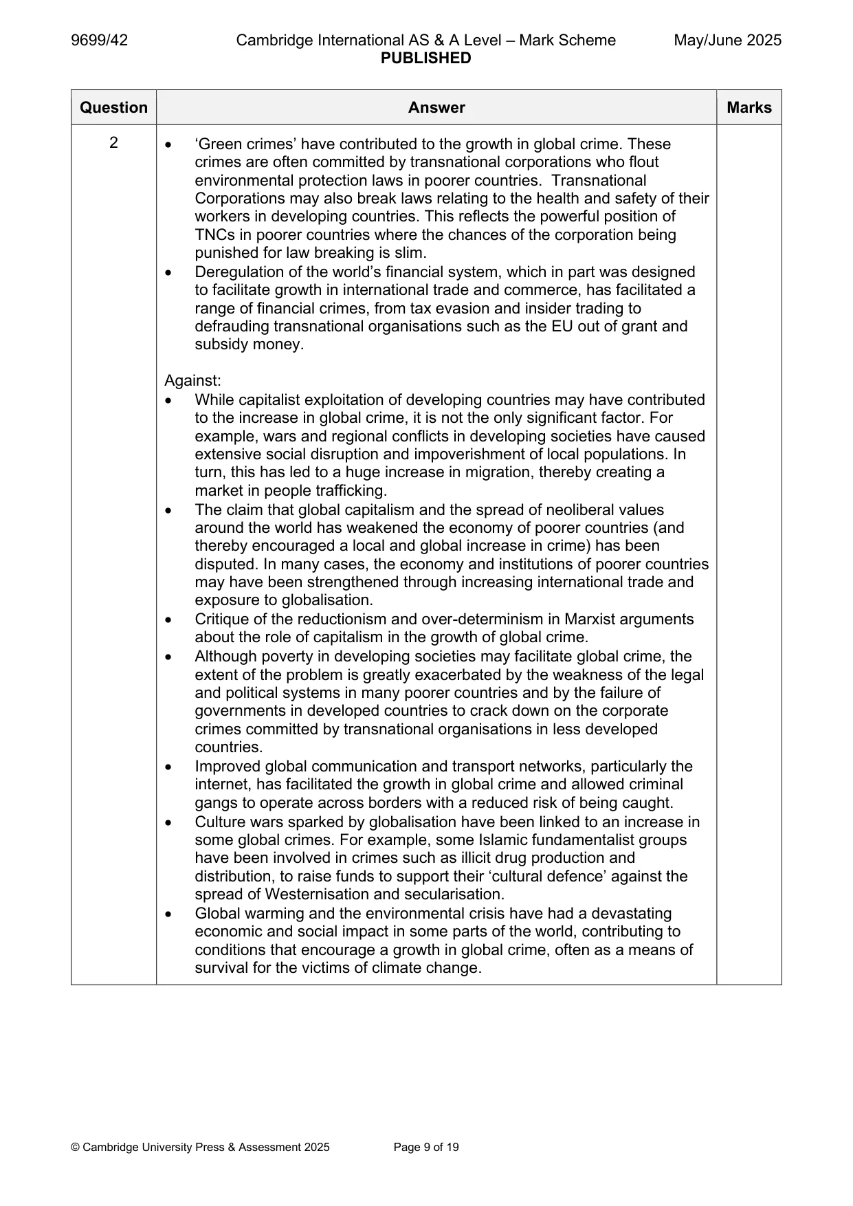 Mark scheme, page 9 of 19