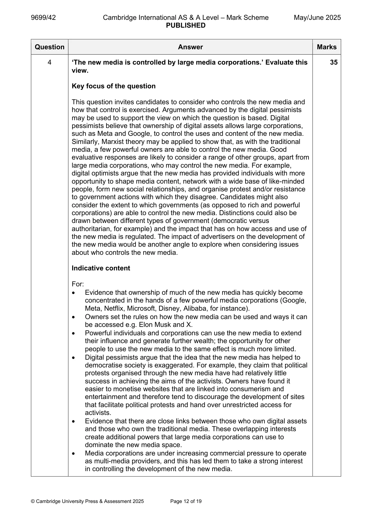 Mark scheme, page 12 of 19