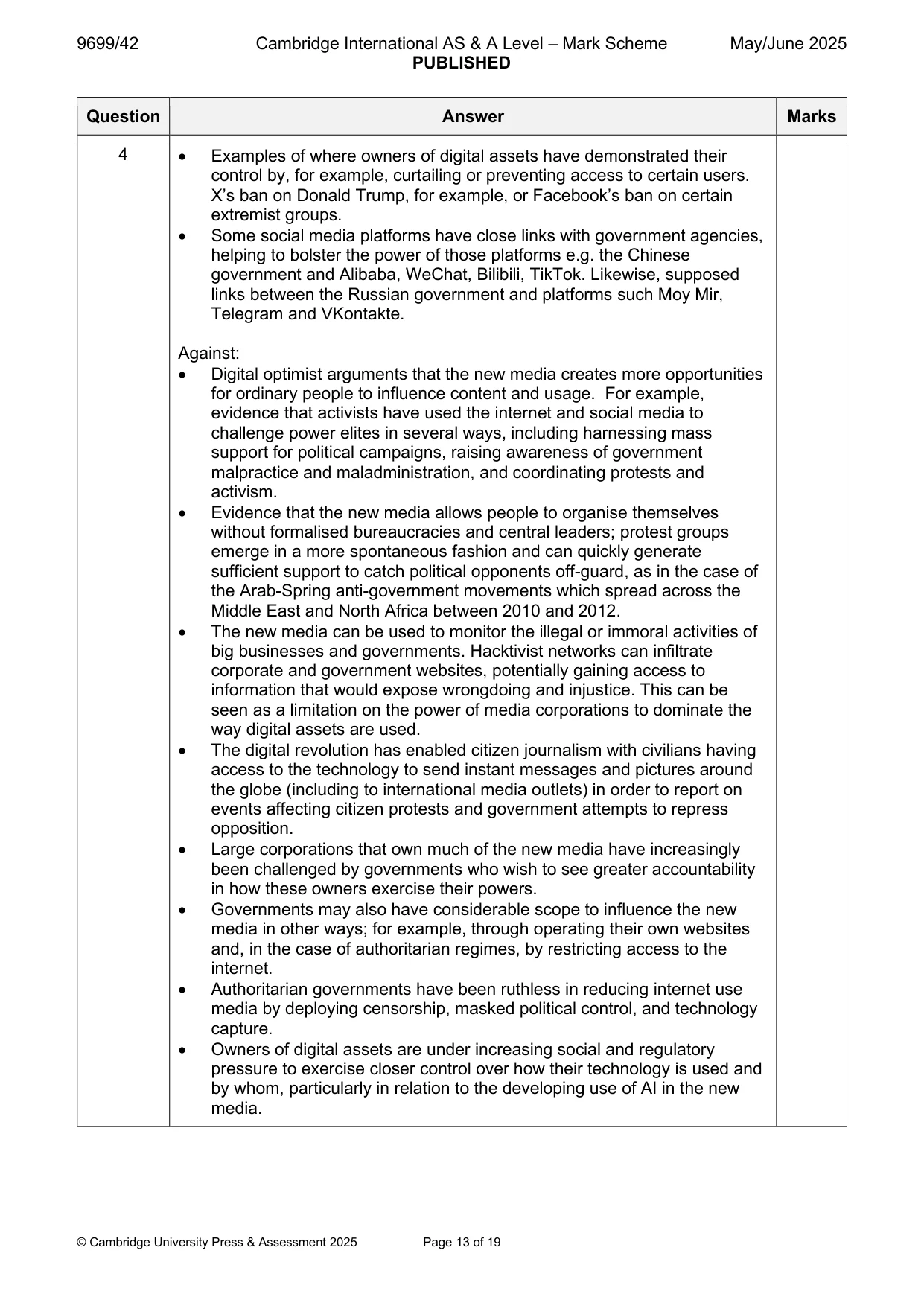 Mark scheme, page 13 of 19