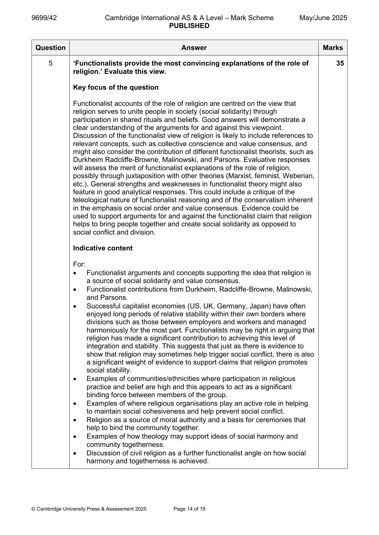 Mark scheme, page 14 of 19