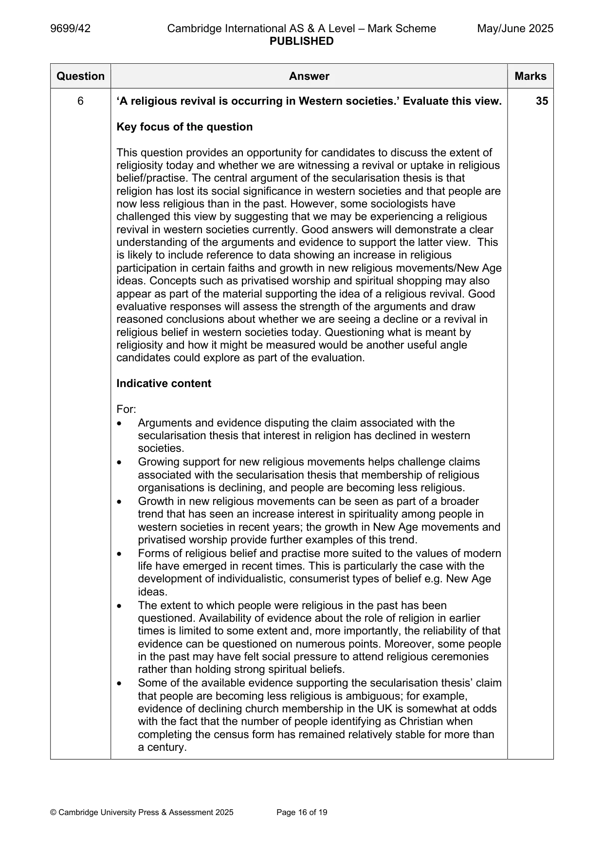 Mark scheme, page 16 of 19