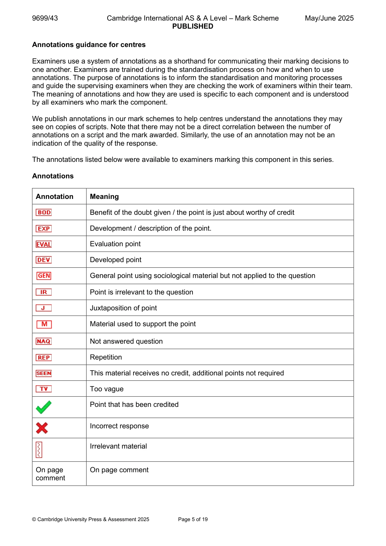 Mark scheme, page 5 of 19