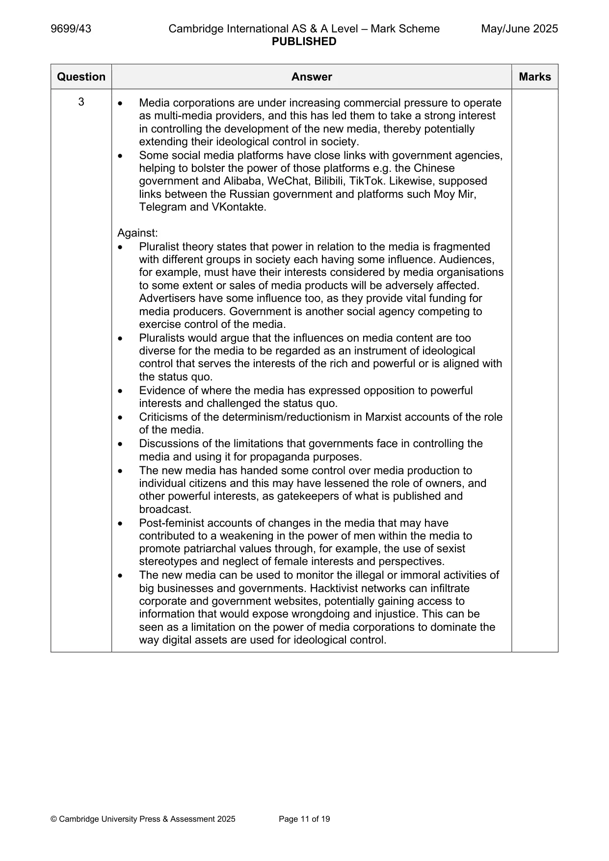 Mark scheme, page 11 of 19