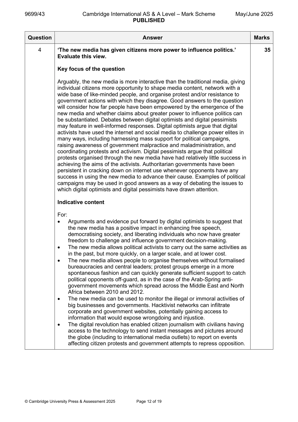 Mark scheme, page 12 of 19