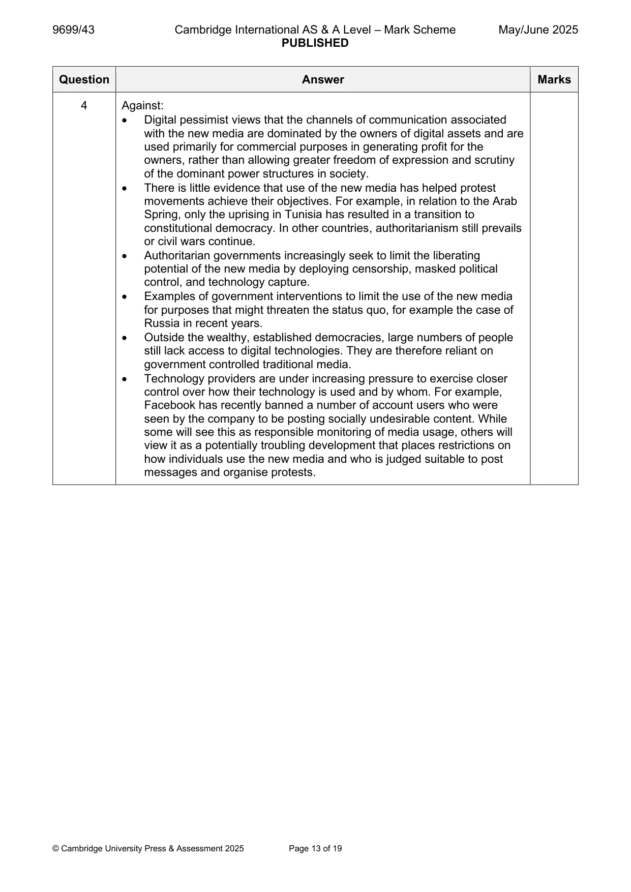 Mark scheme, page 13 of 19