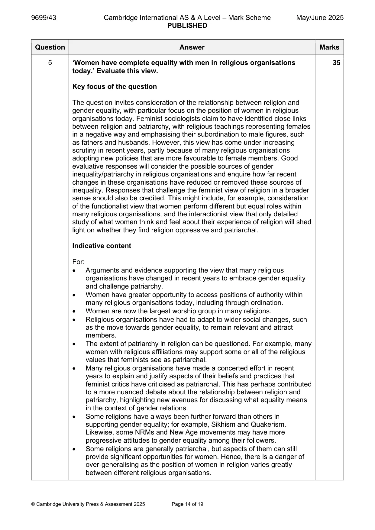 Mark scheme, page 14 of 19