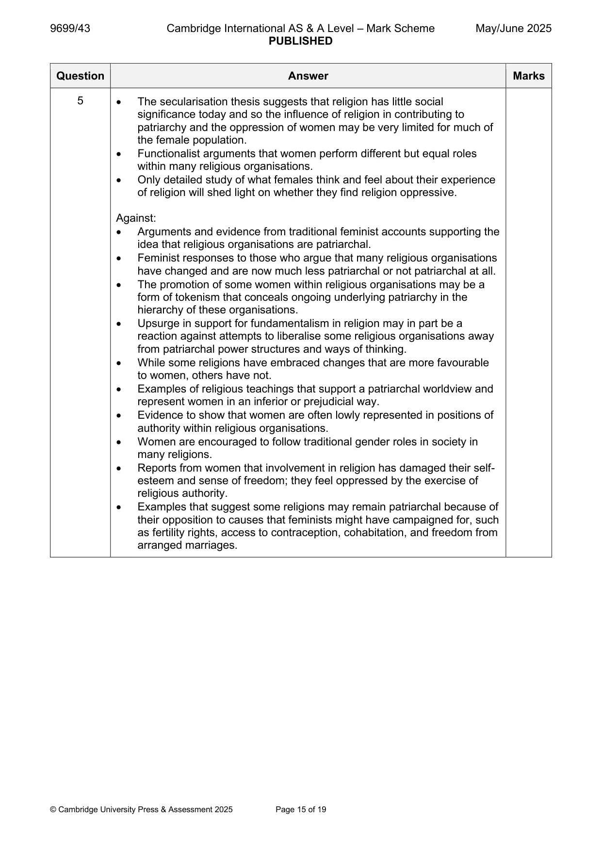 Mark scheme, page 15 of 19
