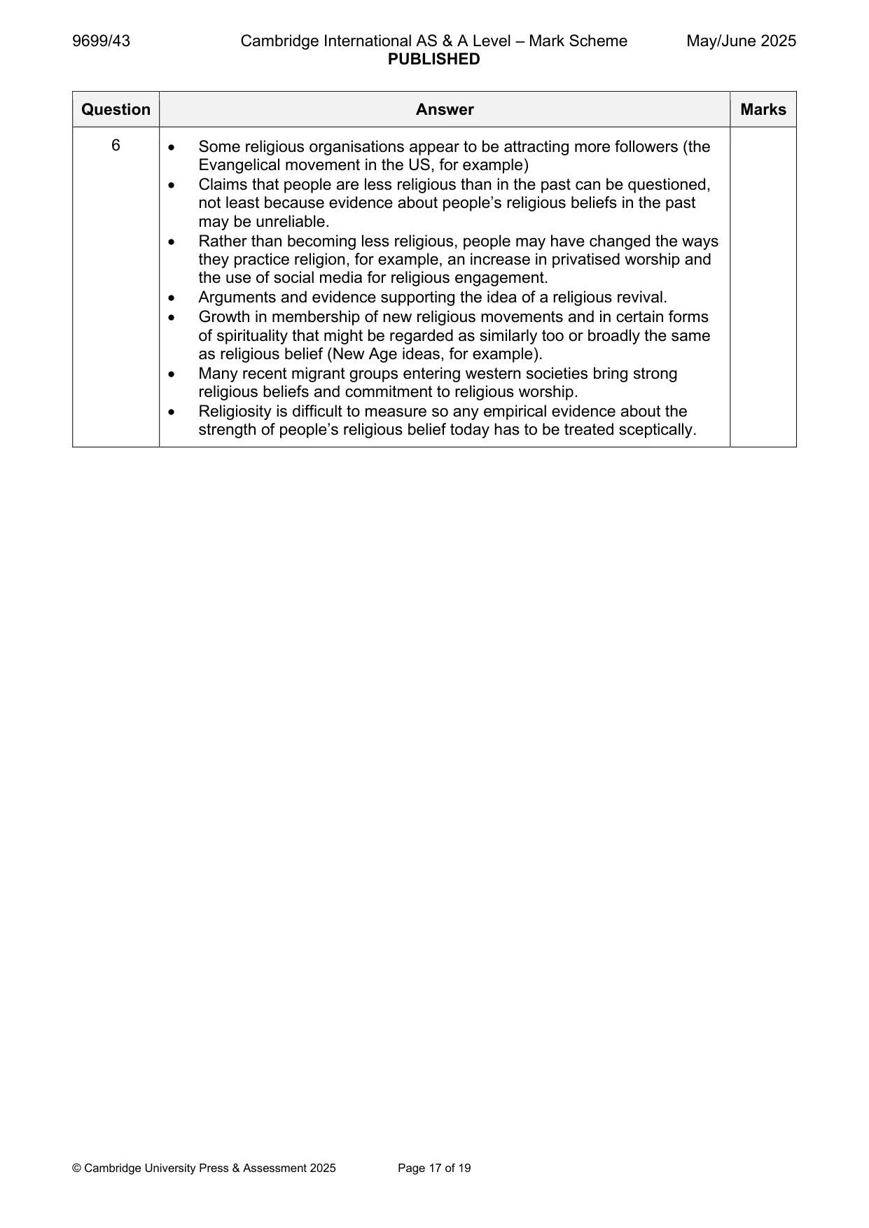 Mark scheme, page 17 of 19