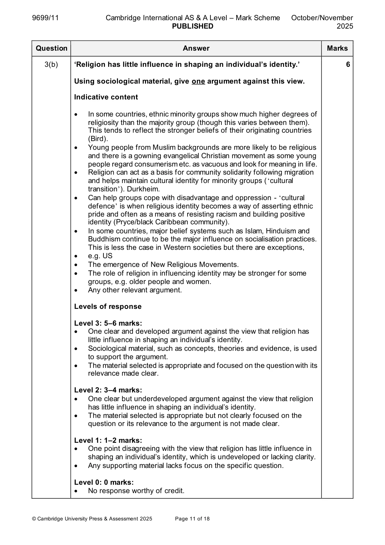 Mark scheme, page 11 of 18