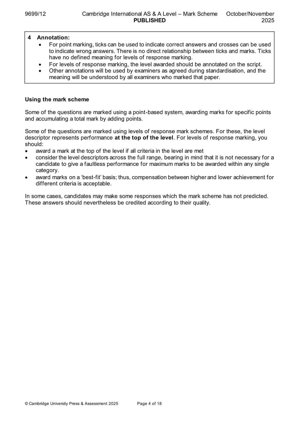 Mark scheme, page 4 of 18