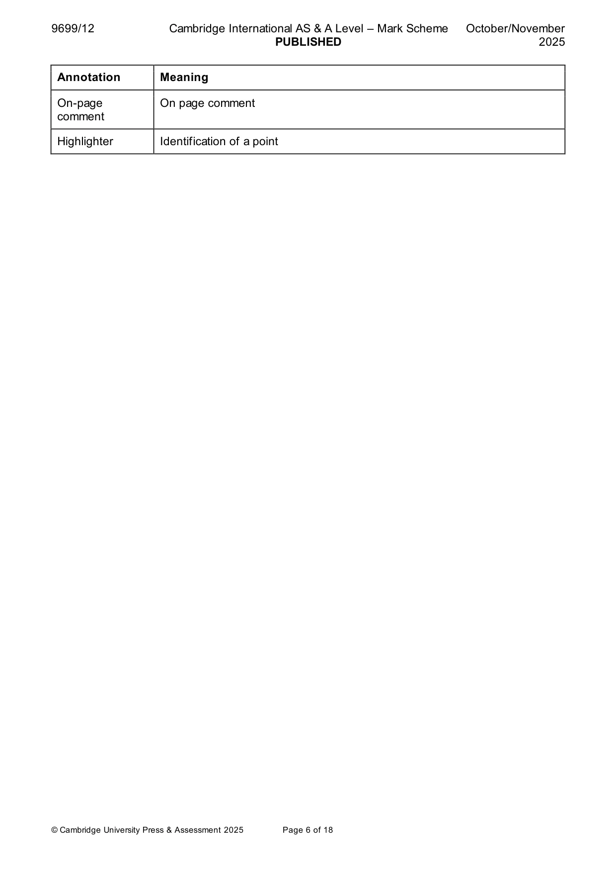 Mark scheme, page 6 of 18