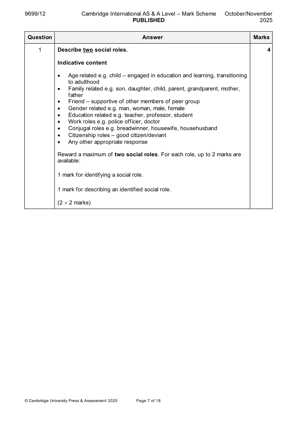 Mark scheme, page 7 of 18