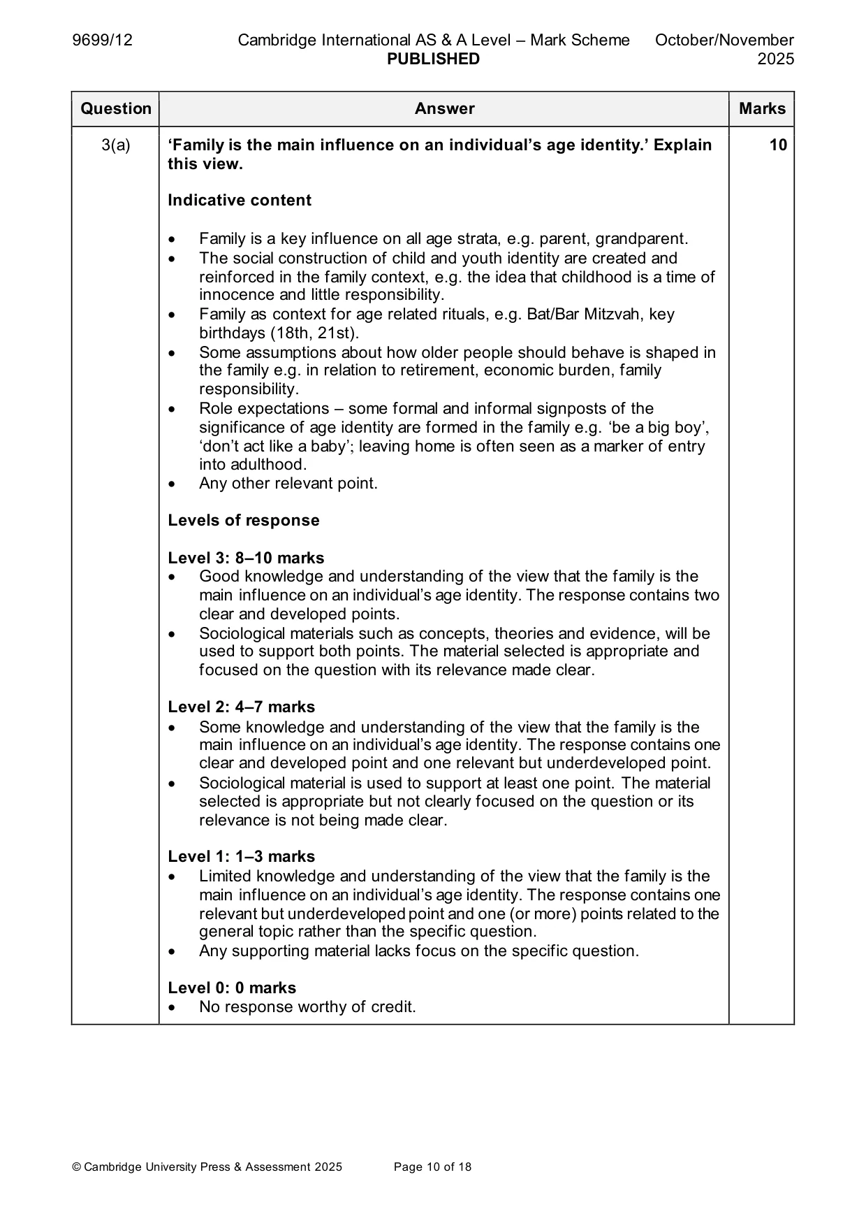 Mark scheme, page 10 of 18