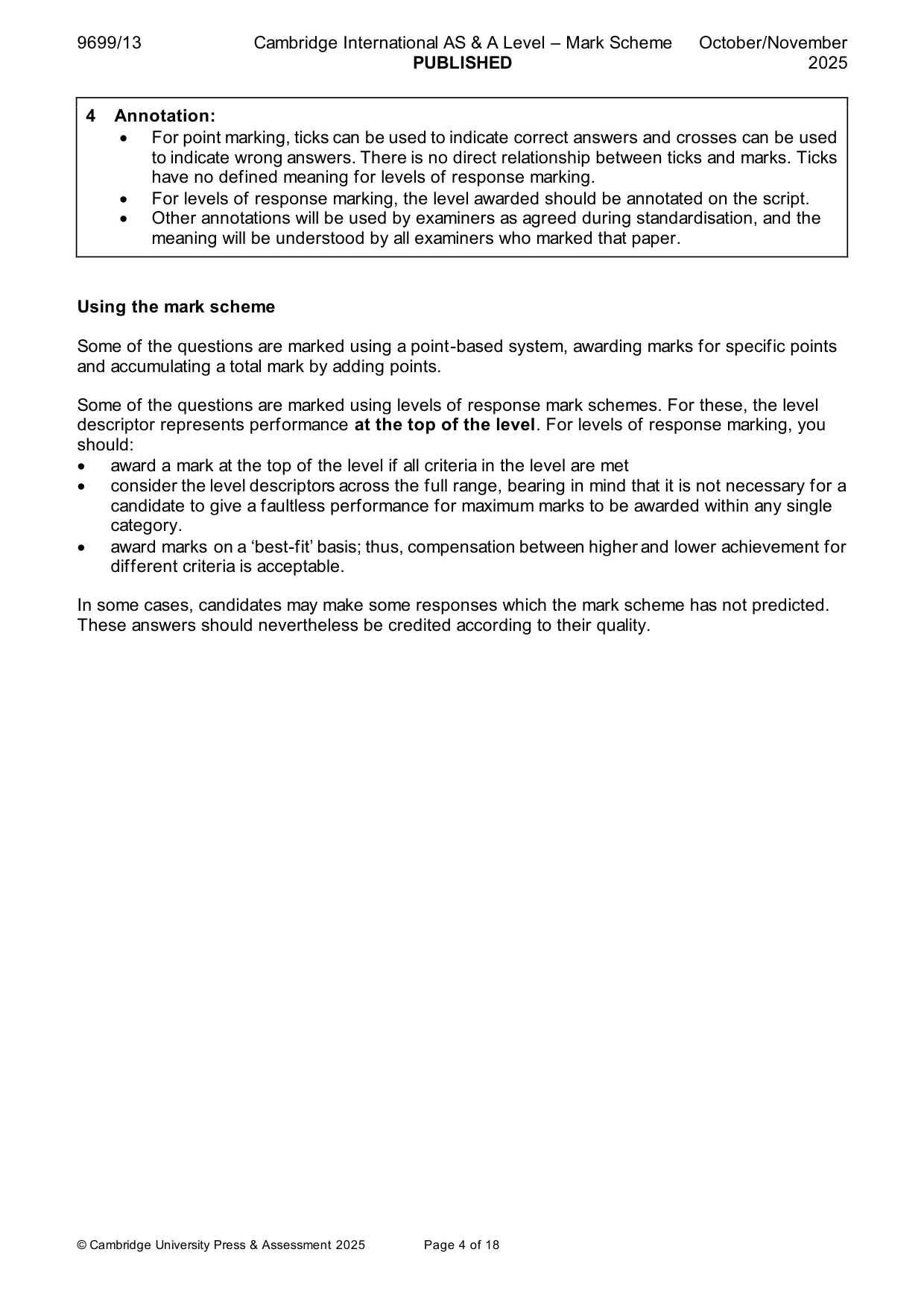 Mark scheme, page 4 of 18
