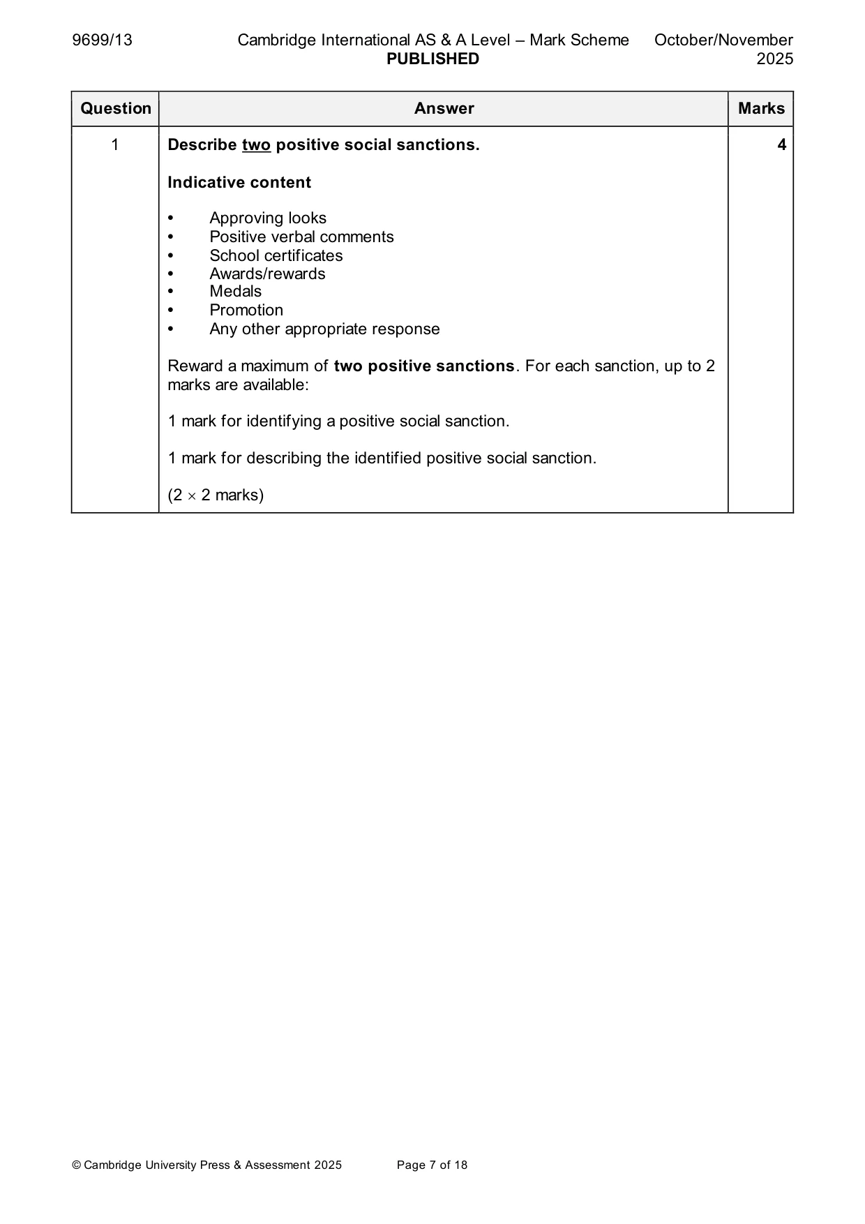 Mark scheme, page 7 of 18