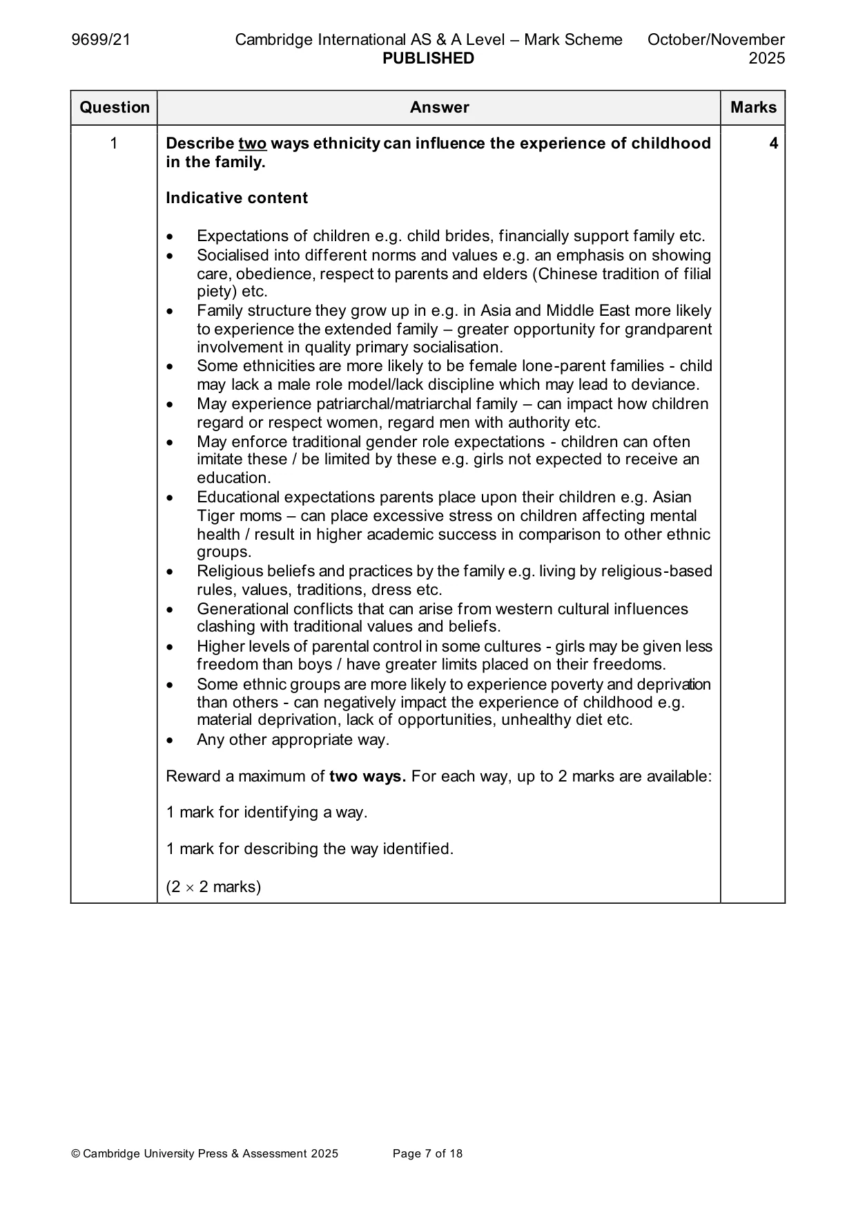 Mark scheme, page 7 of 18