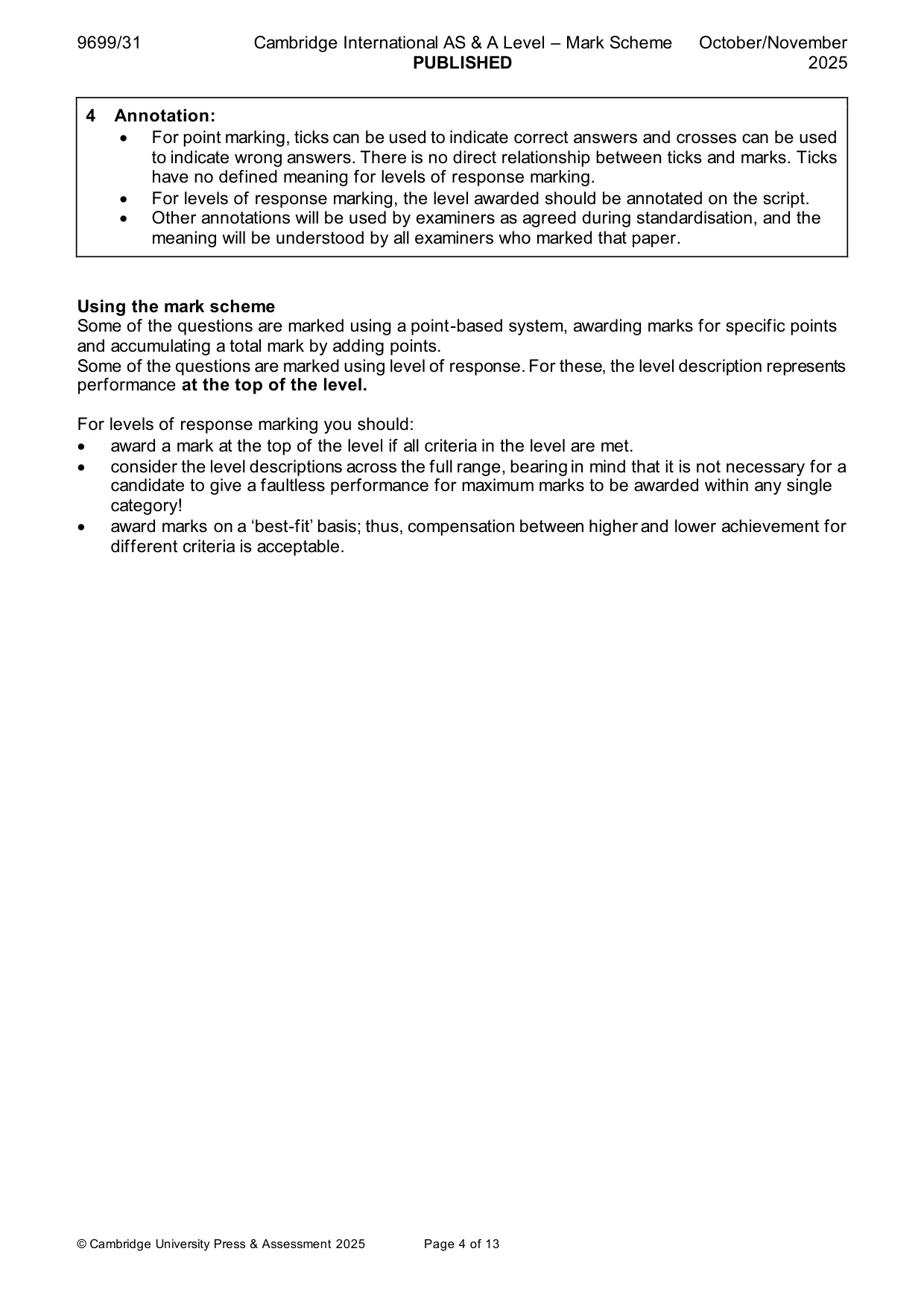 Mark scheme, page 4 of 13