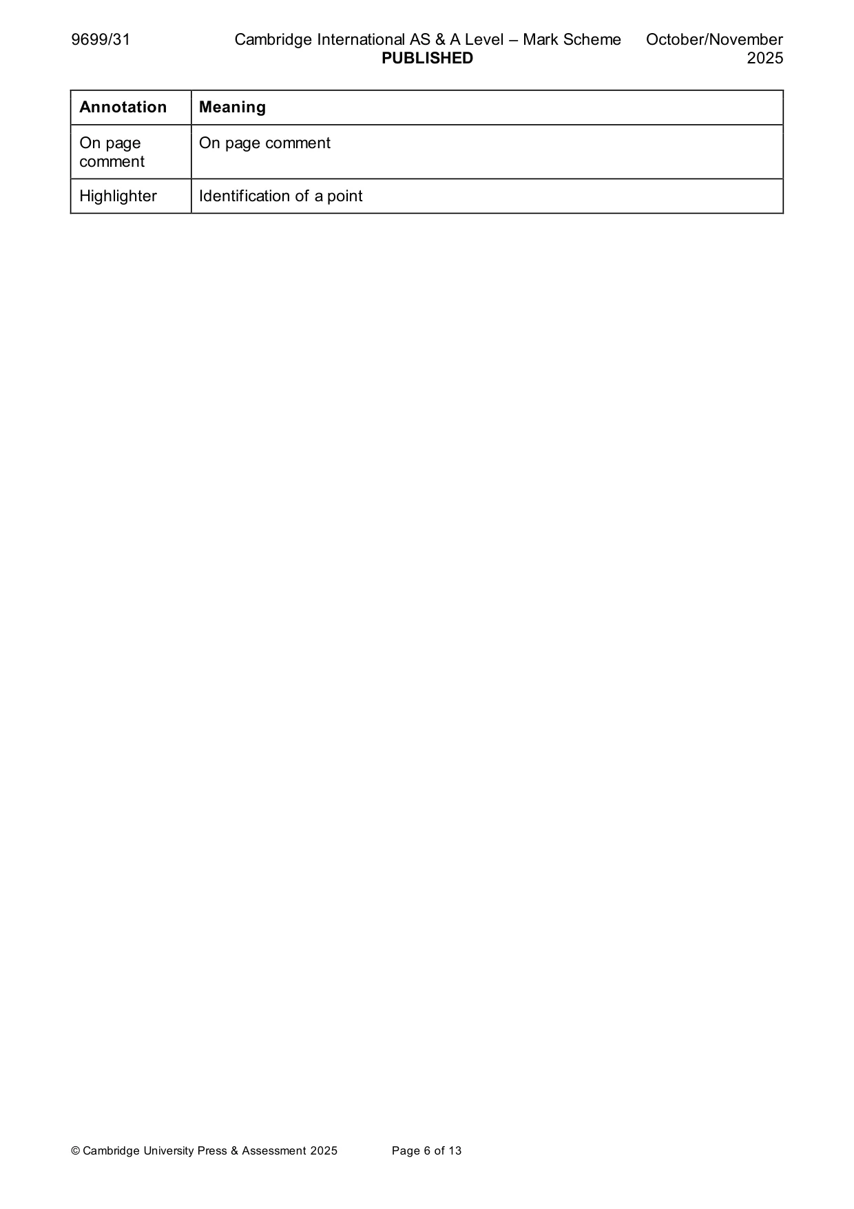 Mark scheme, page 6 of 13