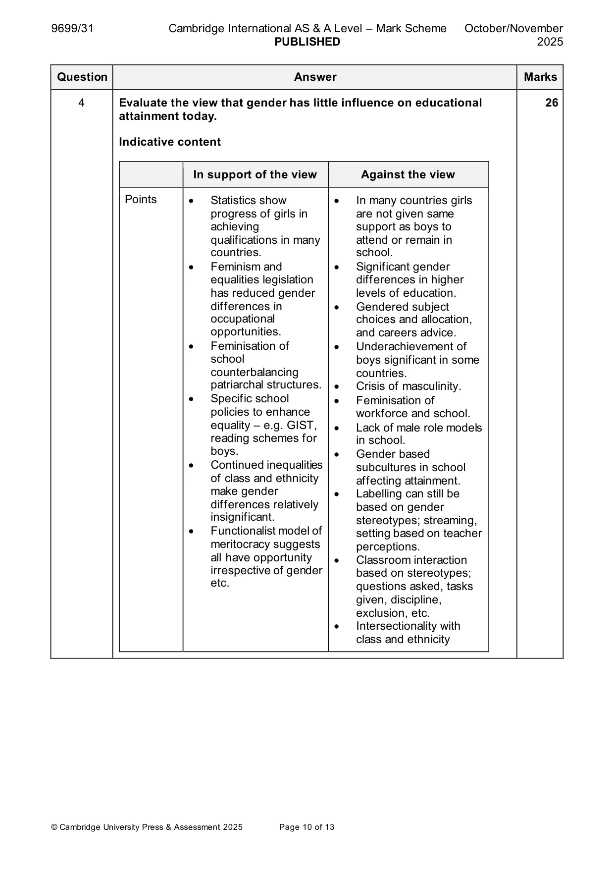 Mark scheme, page 10 of 13