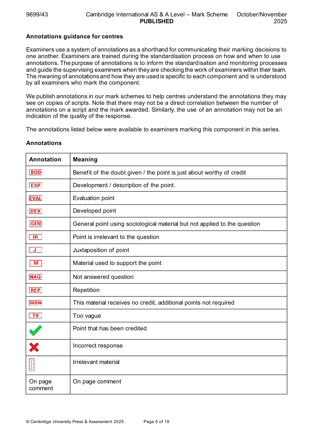 Mark scheme, page 5 of 19