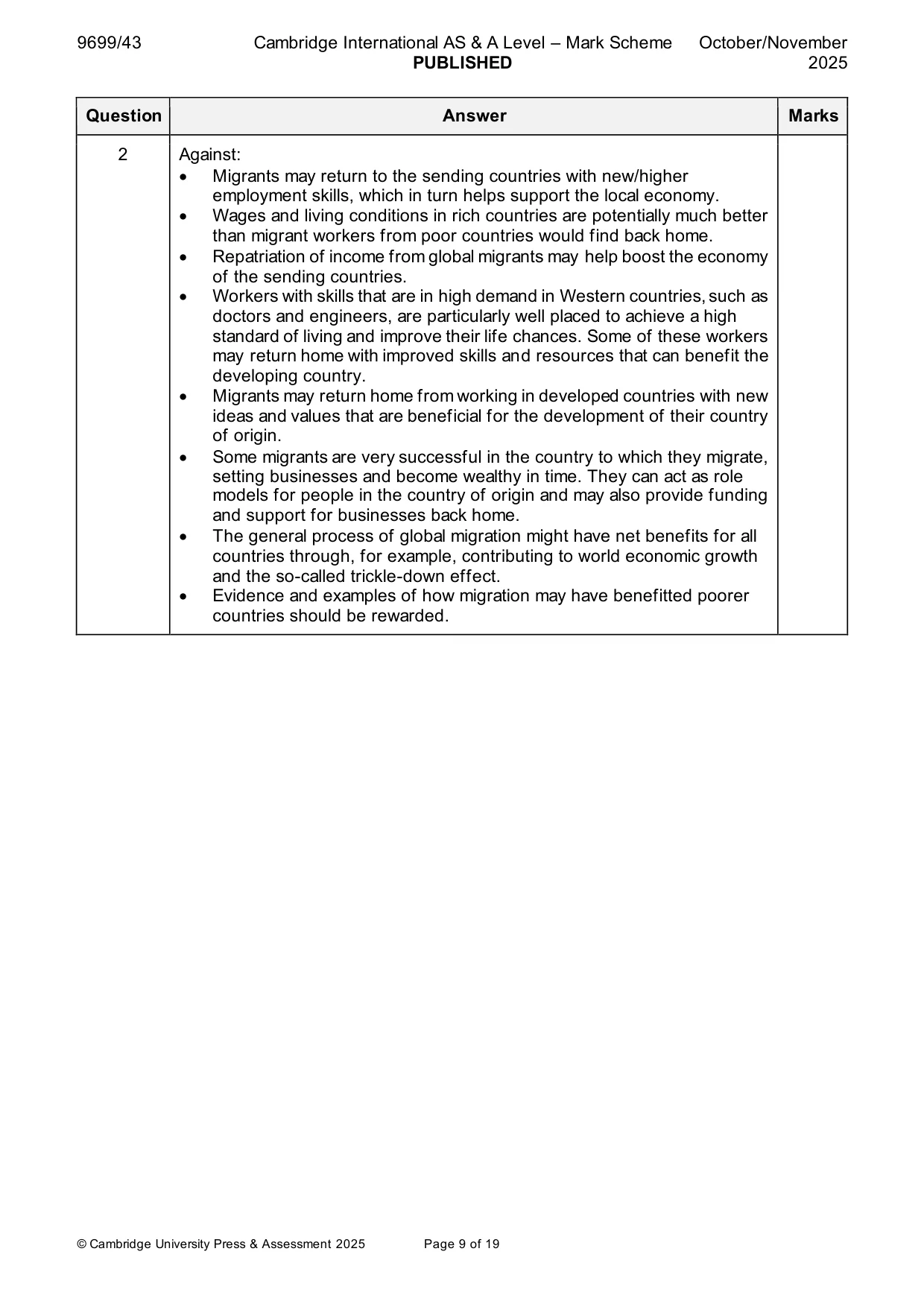 Mark scheme, page 9 of 19