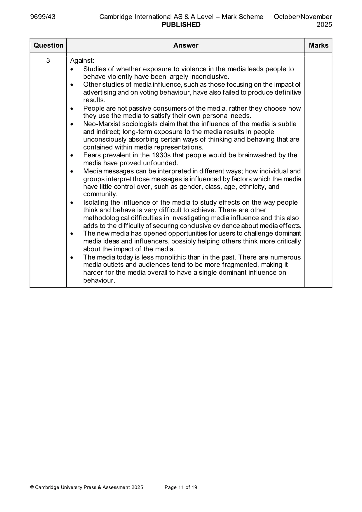 Mark scheme, page 11 of 19
